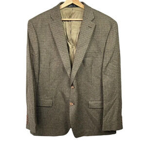 Lauren Ralph Lauren 48R Black Brown Houndstooth Sport Coat Blazer Jacket FLAW